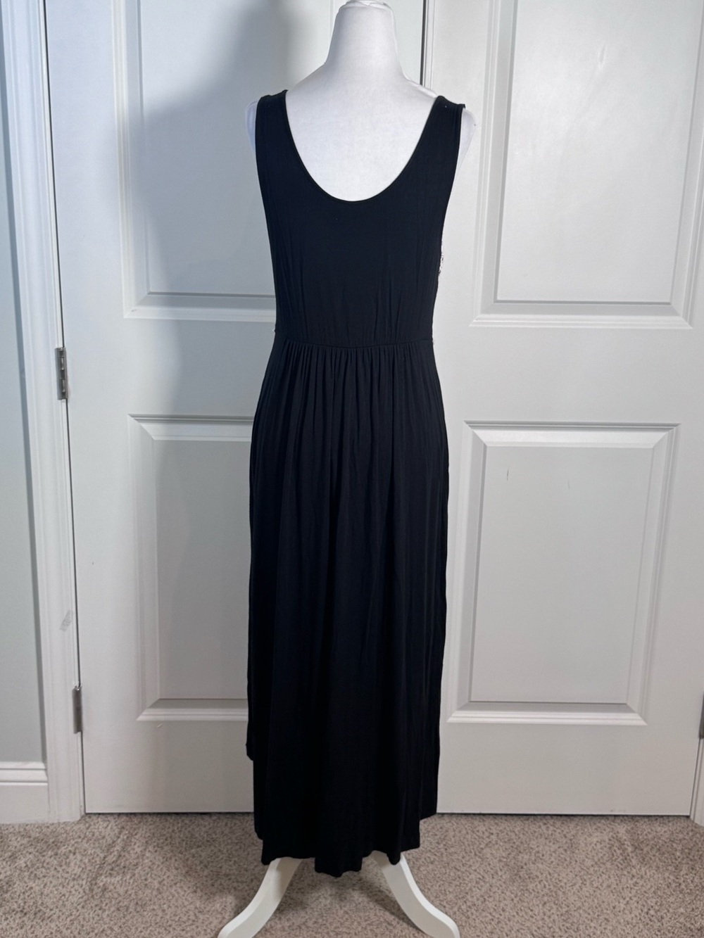 Soma Crochet Lace Maxi Dress M Black Ivory Boho Resort Beach Pockets Stretch - Picture 3 of 9